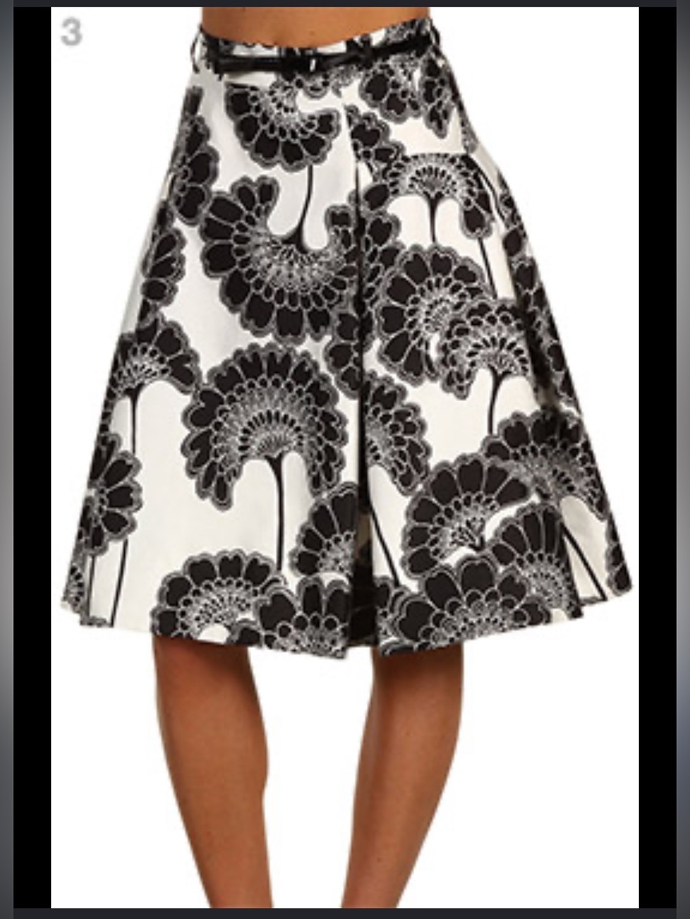 Kate Spade New York for Florence Broadhurst black and white floral pleated skirt